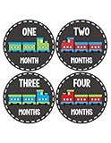 Months In Motion - Baby Month Stickers - Monthly Baby Sticker for Boys - Trains (1085) [並行輸入品]