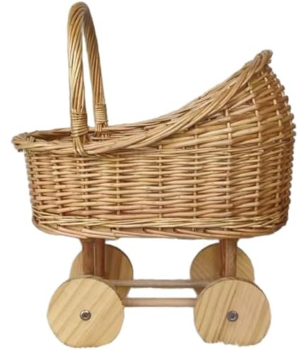 Amazon.co.jp: Kizare天然ラタンベビーカー 子供部屋の装飾 車輪付き