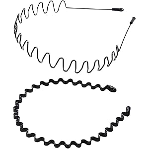 メンズ カチューシャ スプリング ヘアバンド 鉄 波型 くし付き 滑り止め 痛くない 黒 シンプル 前髪 髪飾り2本セット レデース オシャレ