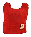 Plus Nao(プラスナオ) 子供用 ベビー用 ニット帽 ニットキャップ 耳付き シンプル 無地 タグデザイン ベビー キッズ 女の子 男の子 冬帽子 - レッド