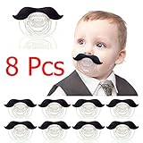 RONGTONGDA 面白い ノベルティ 赤ちゃん用　ベビー用品　おしゃぶり　ニップル　口ひげ付 ハンドルバー 可愛い　幼児 (ブラック（８点セット）)