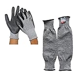 Felimoa 防刃 グローブ 長手袋 ガード 耐切創 作業手袋 防刃長手袋 難燃 耐磨耗性 耐切創レベル５ 肘までカバー 防刃手袋 滑り止め 指先から肘までがっちりガード お得なセット