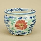 いよじ園 【盆栽 鉢】 瀬戸焼 丸深絵付け小鉢 【径：9.5cm 高：7cm】