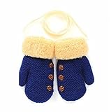 B.H. Select ベビー キッズ お出かけ用 手袋 あったか ボアつき 女の子 男の子 手首まであったか （ハンドタオルセット） (ブルー（Mサイズ）) BH77-7