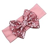 SODIAL 弾性キッズヘッドバンド　キュートスパンコールボウタイ　ベビーヘアアクセサリー（ピンクカラー+ダークピンクカラー）
