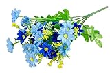 (ラボーグ)La Vogue 造花 花束 ブーケ ホーム 結婚式 パーティー 装飾 デイジーと蘭 ミックスブッシュ 28頭花 インテリア デコレーション飾り ブルー