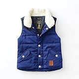 PANCY 子供服 秋冬 上質 袖なし 防寒コート ジャケット ベスト 厚手 中綿 無地 シンプル 立て襟 男の子(105cm,ブルー)