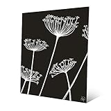 Meadow Flowersホワイトonブラックmid-centuryフローラル壁アートプリント 11x14 BKW0000019MTL11X14XXX