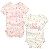 エルフ ベビー(Fairy Baby)ベビー肌着 ボディスーツ 半袖 2枚セット 出産祝い 可愛い 6M ピンクセット