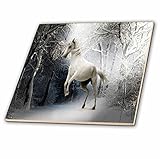 3dローズFlorene動物 – イメージのホワイトMare Horse In Snow – タイル 6-Inch-Glass ct_234703_6