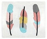 Sweet Jojo Designs Accent Floor Rug Bedroom Decor for Turquoise and Coral Feather Collection Kids Gi