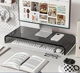 机上台 モニター台 パソコンスタンド アクリル コンピュータモニタースタンド 机上整理 収納ラック パソコン台 ディスプレイ台 机上台 PC台 プリンタ台 キーボード マウス収納 完成品 幅55×奥行22×高さ7cm