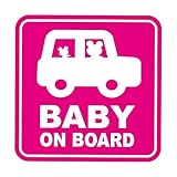 Sticker Shop Haru BABY ON BOARD マグネット くまの親子 角型 ピンク