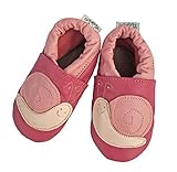 Tipsie Toes Soft Sole Baby 100% Genuine Leather Shoes PINK - Little Snail (0-6 Month (108)) by Liv &