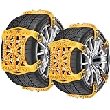 非金属 タイヤチェーン 軽自動車用 サイズ調節可能 (135〜175mm対応) スノーチェーン 取付簡単 6本セット 145/80R12 155/65R13 155/65R14 165/55R14 165/55R15 165/65R13 175/65R14 対応 車用チェーン タイヤ保護 (イエロー)