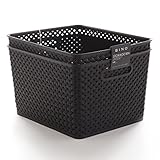 Bino Wovenプラスチックストレージバスケット PACK OF 2- L ブラック 11043-BLK