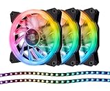 EASYDIY 120mm RGB PWM PCケースファン LEDストリップ付き,マザーボード同期(ASUS AURA,MSI MYSTIC SYNC), RGB LED機能調節 コントローラ付き