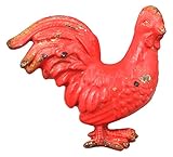 Charleston Knob Company EE-328 Antique Iron Knob, Set of 2, Red Rooster Design by Charleston Knob Co