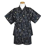 甚平 夏物 じんべいスーツ 日本製生地使用 パジャマ ドラゴン 龍 団扇 花火（花火黒95cm）