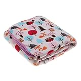 【ノーブランド品】新生児　ベビー　ベルベル　フリース　二層　ブランケット　寝具　毛布　おくるみ　バスタオル　快適　動物柄　全10パタン - フクロウとフォックス