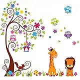 Rainbow Fox Lovely Blooms Zoo Nursery Children's Room Decorative Wall Stickers (RF1218) [並行輸入品]
