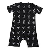 Mademoiselle papillon 半袖 ロンパース ベビー 親子ダックアヒル 男の子 女の子【ブラックsize:70】