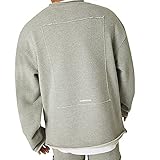 [メチーエング] ロングスリーブTシャツ メンズ 長袖 tシャツ 綿 無地 トレーニングウェア ロンT スウェットシャツ 大きいサイズ グレーL