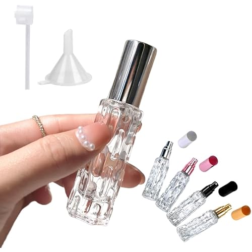 香水アトマイザー 香水瓶 10ml 詰替え付属品付き 香水ボトル 香水噴霧器 消毒 化粧水 携帯用 持ち運び 詰替えアトマイザー 漏れずらい (シルバー)