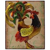 Essential D?cor Entrada Collection Rooster Metal Wall Decor, 17.75 by 21.5 by 1.25-Inch, Yellow [並行輸