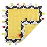 5 Colors - TAGZ Tag Blanket for Infant by CRAZZIE (Grey Zigzag with Yellow Dot-Minky) by CRAZZIE TAG