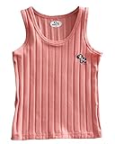 Plus Nao(プラスナオ) タンクトップ ノースリーブカットソー ランニング トップス 子供服 無地 シンプル ワンポイント刺繍 リブ 男児 女児 120 ピンク