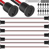 MKBKLLJY 10個 Type-C メス シャーシ用 2ピンはんだ付けワイヤー 24AWG 5V USB-Cポート用ソケット ダイレクト圧着式 急速充電プラグ ミニコンセントケーブル延長コネクタ 防水キャップ付き 黒色 熱収縮チューブ