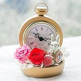 プリザーブドフラワー ギフト 不思議の国のアリス 白うさぎの時計プリザ