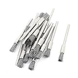 uxcell ペン研磨ブラシ ドレメル ロータリー ツール用 マンドレル グレー ワイヤー 16個