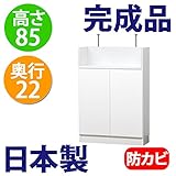 日本製 完成品 薄型 カウンター下収納 奥行22 高さ85cm (60幅　扉タイプ, ホワイト)