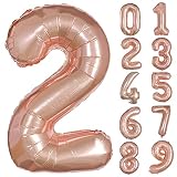 Kira Kira 数字バルーン 風船 数字2 ナンバー 誕生日 ハッピーバースデー 飾り付け 記念日 パーティー ローズゴールド