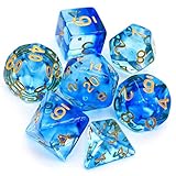 Yourandoll 7個 多面体のダイス サイコロ 16mm D20 D12 D10 D8 D6 D4 Dungeons and Dragons 、DND、 TRPG、 MTGなどテーブルゲーム用 (透明 ブルー)
