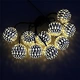 Meily ソーラー LED モロッコボール 電飾 イルミネーション 10球 2点滅モデル クリスマス ライト 暖色