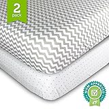Ziggy Baby Jersey Cotton Fitted Crib Sheet Set, Grey/White, by Ziggy Baby