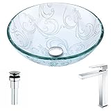 Vienoシリーズdeco-glass容器シンクでクリスタルクリア花のEnti蛇口でクロム