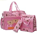 マザーズバッグ 大容量 おしゃれ 便利 赤ちゃん かわいい ベア おむつシート【Rush.Cオリジナルハンカチセット】163 (ピンク)