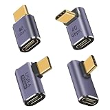 Duttek L字型USB C延長アダプター 100W USB Type C変換アダプター 40Gbps アップ&ダウン ミドルベンド サイドベンド 90度 Type C オスメスアダプター ノートパソコン タブレット 携帯電話用 4個パック