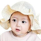 Domybest ベビー用ハット バケットハット　つば広ハット 赤ちゃんキャップ キッズ 帽子 子供サンバイザー 　花柄　リボン飾り 女の子 女児 日焼け防止 紫外線対策　4色選択可能 (A)