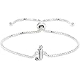 B. BRILLIANT Initial Bracelet for Women Girls Sterling Silver Lowercase Alphabet Letter Name Personalized Gifts Adjustable Br