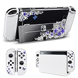 DLseego Switch Oled 用 ケース スイッチ有機el ケース Switch Oled カバー クリアケース スイッチ有機elモデルケース 分離式 TPU素材 透明 有機elモデル 超軽量 耐衝撃 傷つけ防止 全面保護 取り外し簡単 押し花 可愛い 蝶