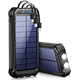 【3本ケーブル内蔵 & 4台同時充電 & PSE認証済】 30000mAh ソーラーモバイルバッテリー 大容量 急速充電 ソーラー充電器 L