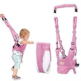 ベビーウォーカー ベビーウォーキングアシスタント、Autbyeスタンドとウォーキングラーニング子供のためのヘルパー、4 in 1機能安全ウォーキングハーネスウォーカー赤ちゃん7-24ヶ月用 (ピンク)