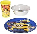 Zak! Designs Plate Bowl and Tumbler Mealtime Set with Despicable Me 2 Minions Graphics BPA-free Mela