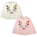 (ピンク/80cm)ベビー服 女の子 Tシャツ Whole ホール 長袖 手書き風花柄プリント Aライン 女児 ベビー