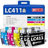 【KONOink】 LC411 LC411-4PK ブラザー用 互換 インク LC411-4PK + LC411BK (顔料ブラック 採用) 5本セット Brother対応 機種 DCP-J528N MFC-J905N DCP-J1800N DCP-J915N DCP-J926N DCP-J526N MFC-J739 MFC-J939 DCP-J914N インクカートリッジ ロット番号区別不用
